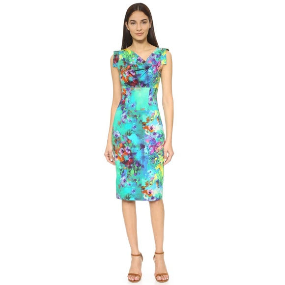 black halo becca floral mini dress